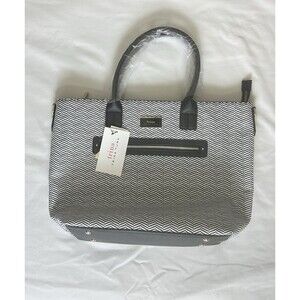 Trina Turk Tote Double Handled Shoulder Strap Black White Zigzag Bag NWT